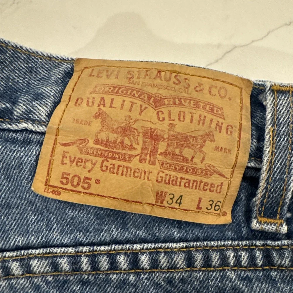 Vintage Levis 505 Jeans Mens 32 x 36‎ Denim Regular Fit Straight Leg 90s